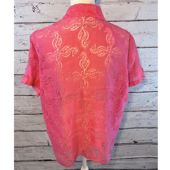 ALFRED DUNNER Button Down Shirt Burnout Pink-16P - Picture 3 of 3